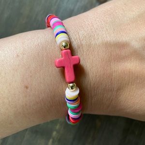 Handmade polymer clay cross bracelet